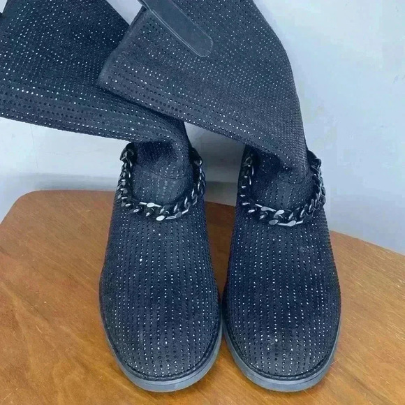 Midnight Velvet Bling Chain Boot Black Size: 8M - Picture 2 of 8